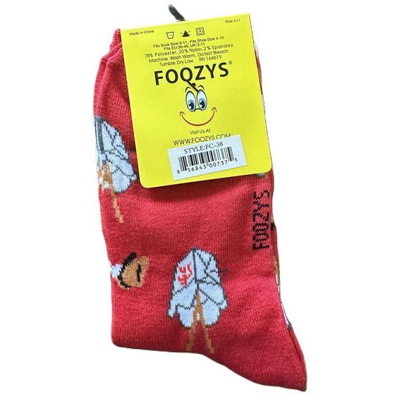 NWT Foozys Red Novelty Chinese Takeout Box Print Socks Women's One Size - Picture 3 of 4